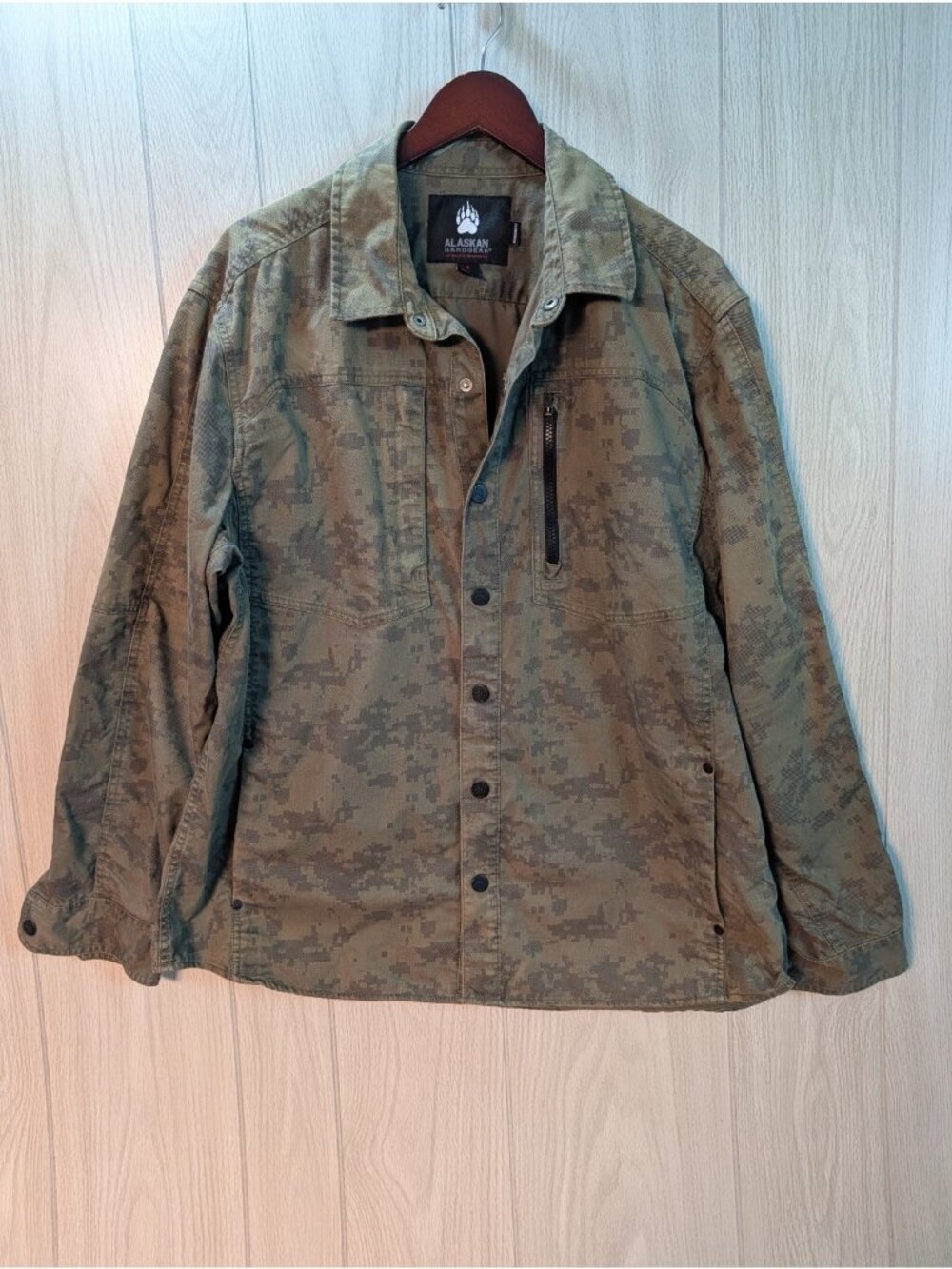 Dulth Alaskan Hardgear Stone Run Overshirt Shirt Jacket Mens XL Green Camo Snap
